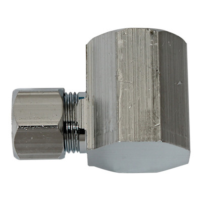Brass Compression Angle Connector, Chrome Plated, Lead Free, 1/2 FPT x 3/8 In. OD