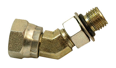 45 Degree Hydraulic Adapter, 1/4-In. Male O-Ring Boss x 1/4-In. FP Swivel