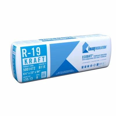 R-19 Kraft Faced Fiberglass Insulation Batt, 23 x 94 In.