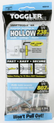Snaptoggle Hollow-Wall BA Toggle Bolts, 3/16-24-In., 2-Pk.