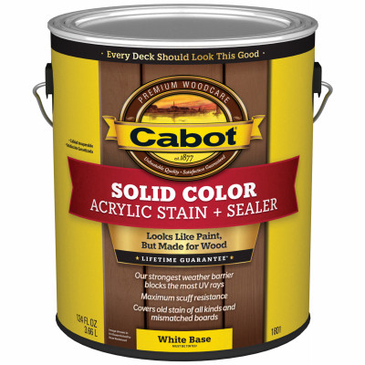 Solid Acrylic Decking Stain + Sealer, White Base, 1-Gallon