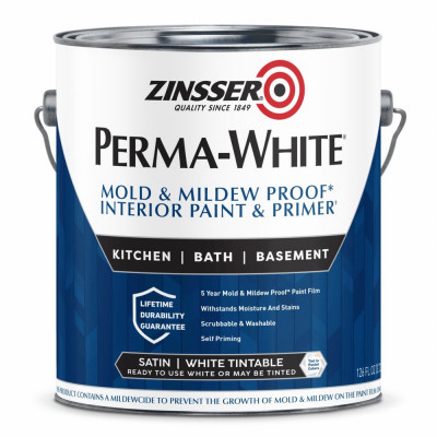 Mold & Mildew Proof Interior Paint, White Satin, Gallon (2 pieces)