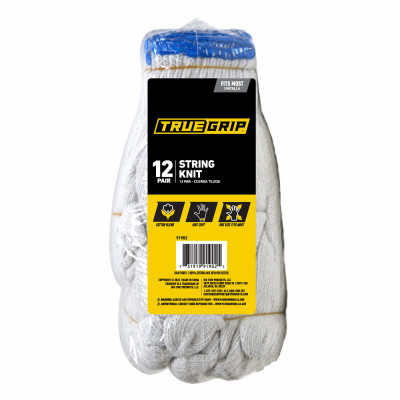 String Knit Work Gloves, Ambidextrous, Men's L, 12-Pk.