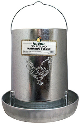Hanging Poultry Feeder, Galvanized Steel, 30 Lb. Capacity
