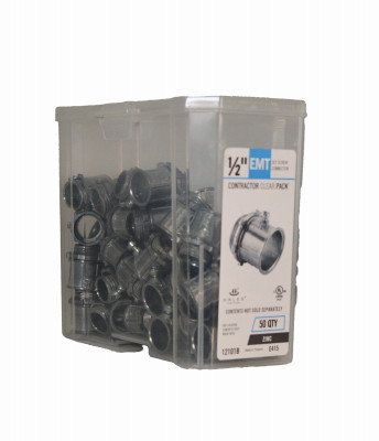 Conduit Fitting, EMT Screw Connector, 1/2-In., 50-Pk.