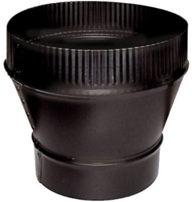 Black Stove Pipe Flue Increaser, Large End Crimp, 24 Gauge, 4 x 5 In.