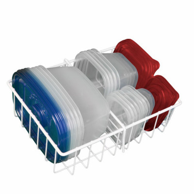 Food Storage Container Organizer, White Steel, 4 x 12 x 10 In.