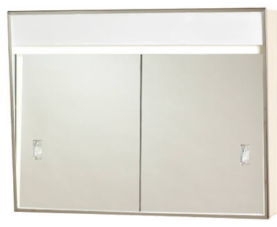 Lighted Medicine Cabinet, Sliding Door, White Steel, 23-3/8 x 18-1/8 In.