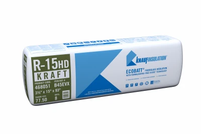 R-15 Kraft Faced Fiberglass Insulation Batt, Heavy-Duty, 15 x 93 In.