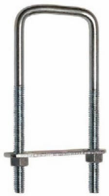 U Bolt with Plate & Hex Nuts, #533 Zinc, Square, 5/16 x 2 x 3 In.