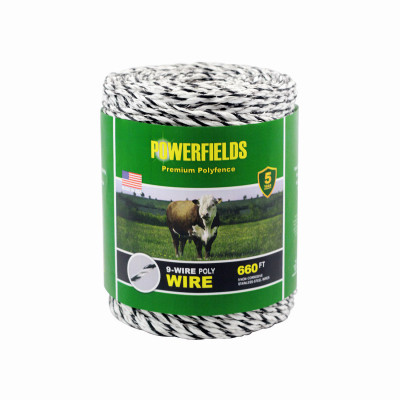 Hi-Viz Electric Fence 9-Wire Poly Wire, Black/White, 660-Ft.
