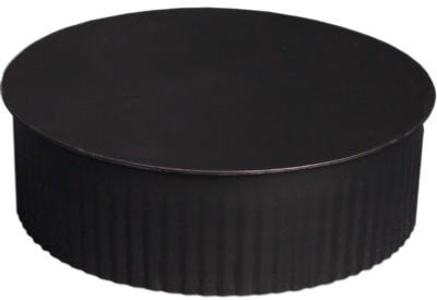 Black Stove Pipe Clean Out Tee Cap With Crimp, 24 Gauge, 6 In.