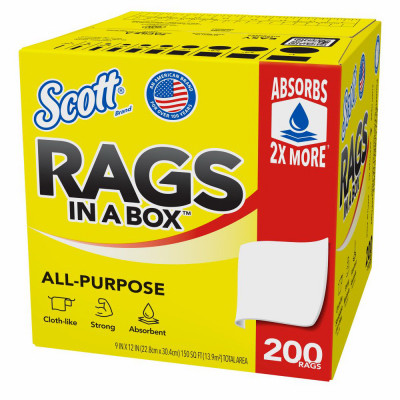 Box of Rags, White, 200-Pk.