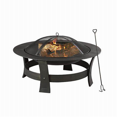 Fire Pit, Wood Burning, Black, 35 In.