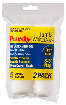 White Dove Jumbo Mini Paint Roller Cover,  4-1/2 x 3/8 In. Nap, 2-Pk.