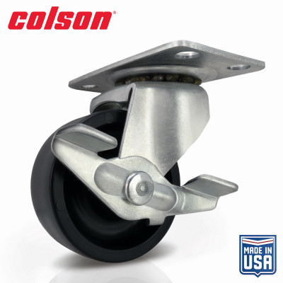 2 in. Black Polypropylene and Steel Swivel Plate Caster with Locking Brake