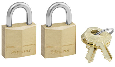 Solid-Brass Keyed-Alike Padlocks, Pin Tumbler,  2-Pack, 3/4-In.