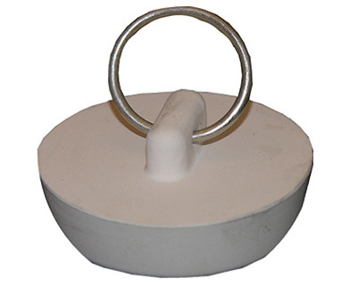 Sink Stopper, White Hollow Rubber, 1-5/8 to 1-3/4 In. Drain