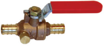 Ball Valve With Drain, Lead Free, 1/2 x 1/2 In. Brass Barb