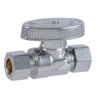 Brass Ball Straight Valve, Quarter Turn, 3/8 x 3/8 In.