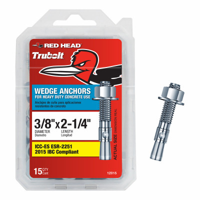 3/8" x 2-1/4" Wedge Anchor 15-Ct.