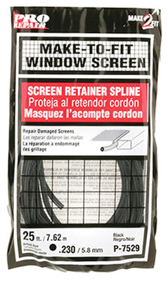 Screen Retainer Spline, Black, 15/64 In. x 25 Ft.