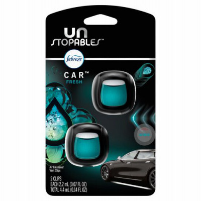 Unstopables Odor-Eliminating Car Vent Clip Air Freshener, Fresh Scent, 2-Ct.