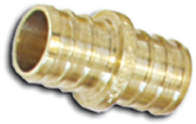 Barb Pex Coupling, Lead-Free Brass, 3/8 x 3/8 In.