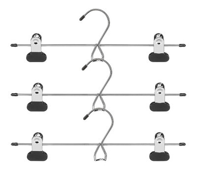 Add-On Skirt/Slacks Hangers, Metal w/ Vinyl Clips, 3-Pk.