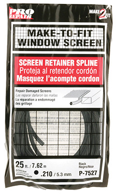 Screen Retainer Spline, Black, 7/32 In. x 25 Ft.