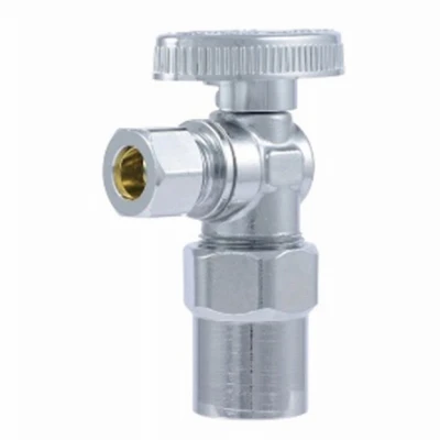 Brass Ball Angle Valve, Quarter Turn, 1/2 x 3/8 In.