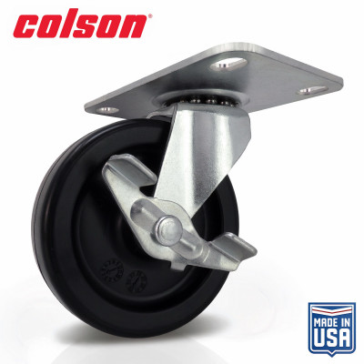 3 in. Black Polypropylene and Steel Swivel Plate Caster with Locking Brake