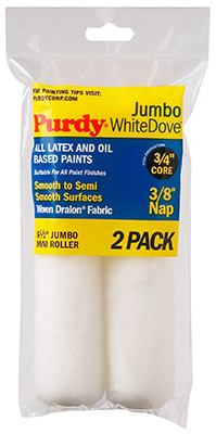 White Dove Jumbo Mini Paint Roller Cover,  6-1/2 x 3/8 In. Nap, 2-Pk.