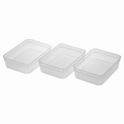 Large Storage Trays, Clear, 9-3/4 x 7 x 2-1/2 In., 3-Pk.