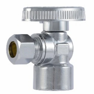 Brass Ball Angle Valve, Quarter Turn, 1/2 x 3/8 In.