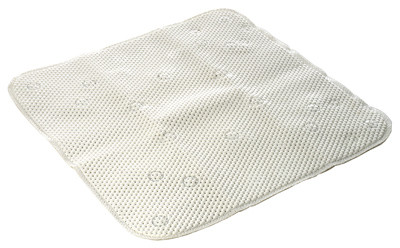 Shower Mat, White Rubber, 21 x 21 In.