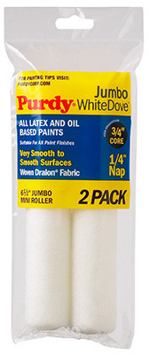White Dove Jumbo Mini Paint Roller Cover,  6-1/2 x 1/4 In. Nap, 2-Pk.