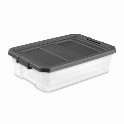 Modular Stacking Storage Box, Clear/Gray Lid, 40 Qt. (6 pieces)