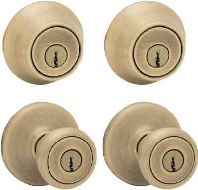 Security Combination Lockset, Antique Brass