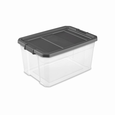 Modular Stacking Storage Box, Clear/Gray Lid, 76 Qt. (6 pieces)