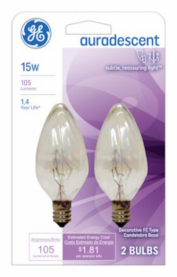 Auradescent Torpedo Flame Light Bulbs, 15 Watt, 2-Pk. (6 pieces)