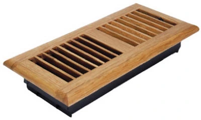 Floor Register, Oak Louvered Hardwood, 4 x 12 In.