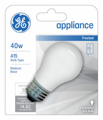 Frosted Appliance Bulb, A15, Medium Base, 40 Watts (6 pieces)