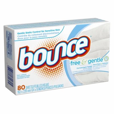 Bounce Dryer Sheets, 60 count, Free & Gentle unscented, hypoallergenic for sensitive skin & free of dyes and perfumes dryer sheets