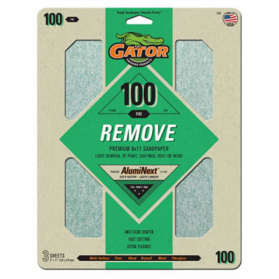 Sandpaper, 100-Grit, 9 x 11-In., 3-Pk.