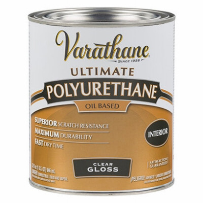 Interior Polyurethane Wood Finish, Oil-Based, Clear Gloss, 1-Qt.