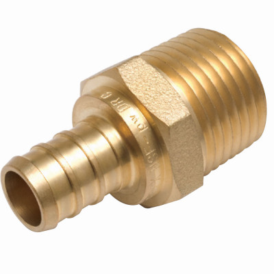 PEX Pipe Thread Adapter, Lead-Free, 1 In. Brass Barb x 1 In. MIP