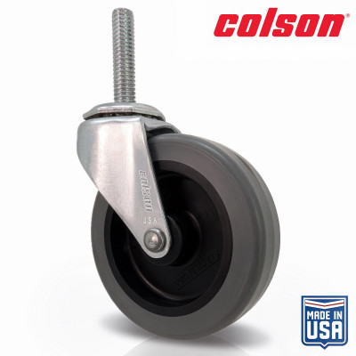 3 in. Gray TPR and Steel Swivel Threaded Stem Caster