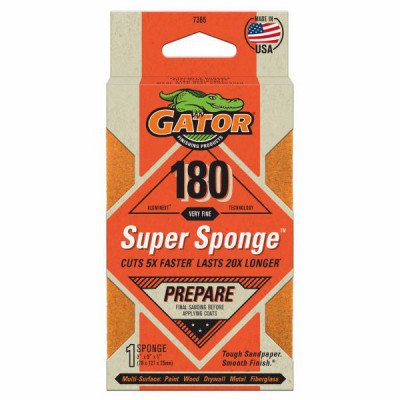 EZ123 Premium Sanding Sponge, Medium 180-Grit, 3 x 5 x 1-In.