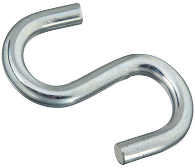 Heavy Open S-Hook, Zinc, 4 In.